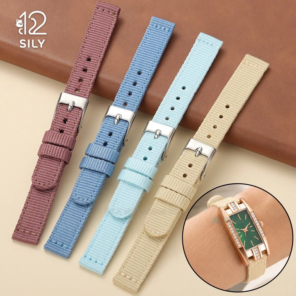 8mm 10mm 12mm Kleines Nylon-Ersatz-Uhrenarmband, ultradünnes Canvas-Uhrenarmband für Damen, schlankes Armband, universelle Armbänder
