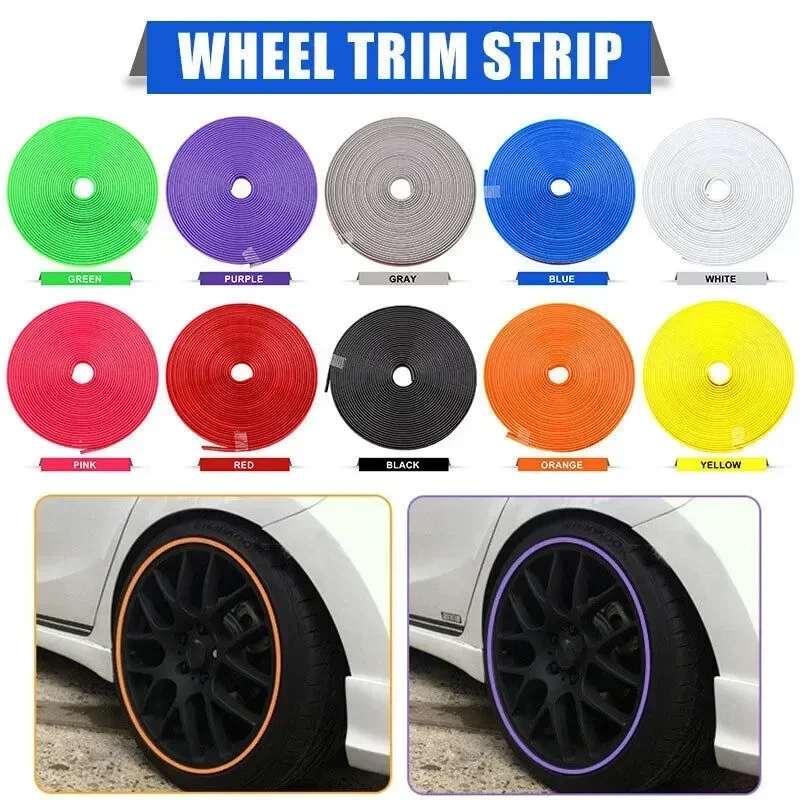 4/8M Roll Rim blades Car Vehicle Color Wheel Rims Protectors Decor Strip Tire Guard Line Rubber Moulding Trim