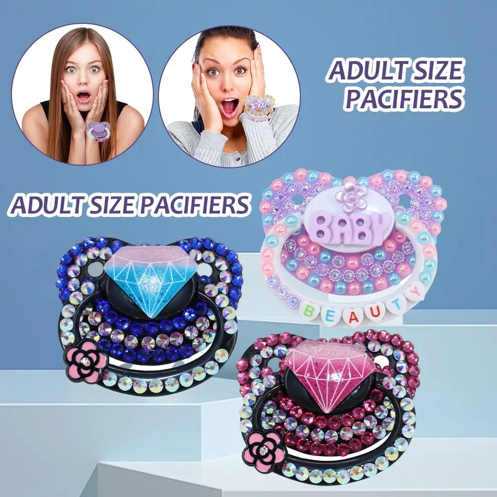 Adult Play Mouth Soft Comfortable Pacifier Party Funny Stickers Diamond Baby Soothing Emotion Big Pacifier