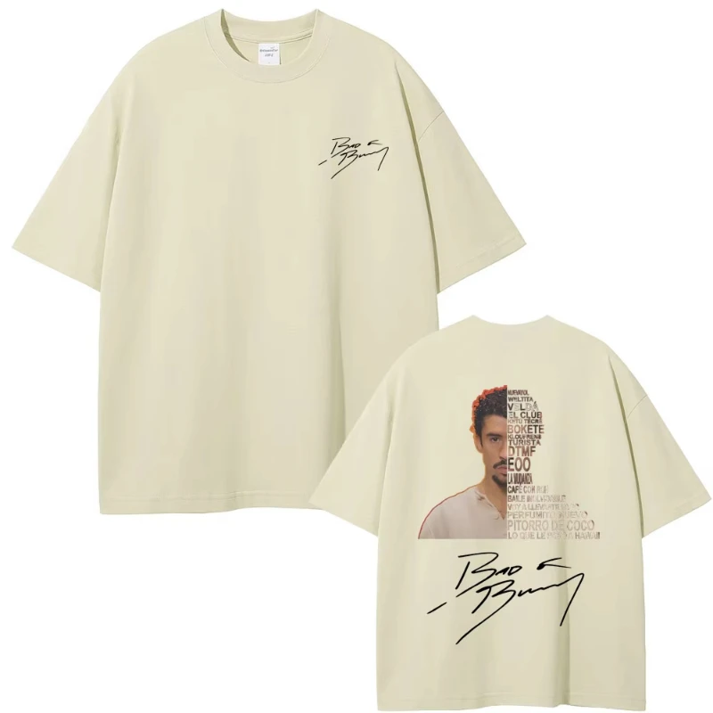 2025 Summer Rapper Bad Rabbit Face T-shirt Peter Tirard FOToS DTMF Graphic T-shirt Male Hip-hop Casual Oversized Cotton T-shirt.