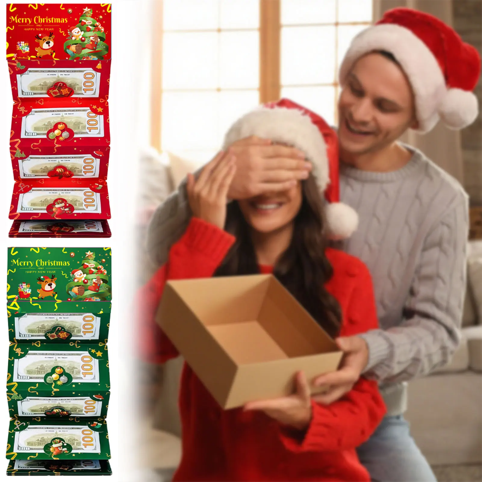 

Рождественские держатели для денег, 6 слотов для карт, легко вмещает несколько наличных или карт, стильный органайзер для подарков для подарков на канун Рождества