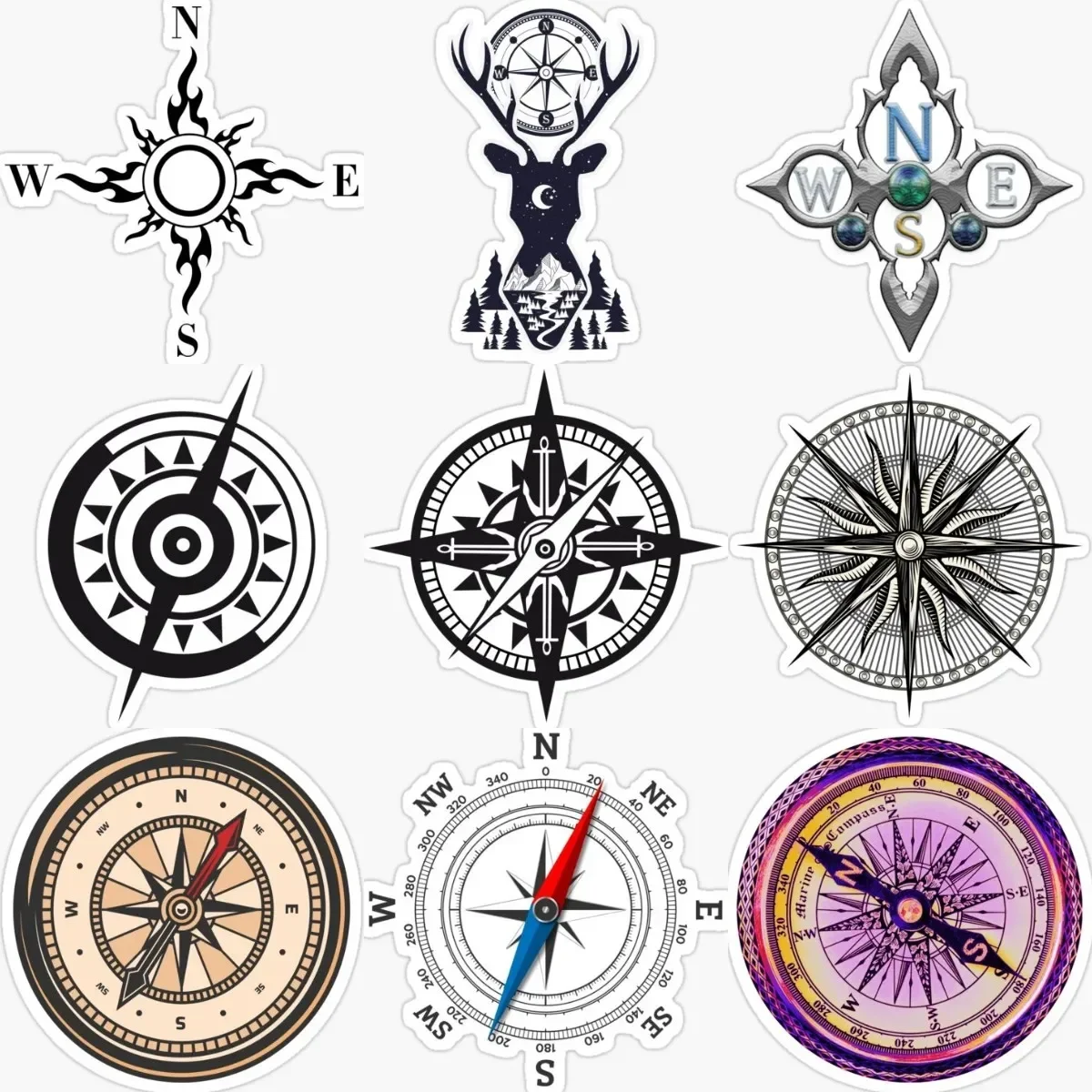 

Creativity Art Compass Adventure Sticker for Motorcycle Bike Book Laptop Car Window Truck Van Off Road Wall Decals Customizable