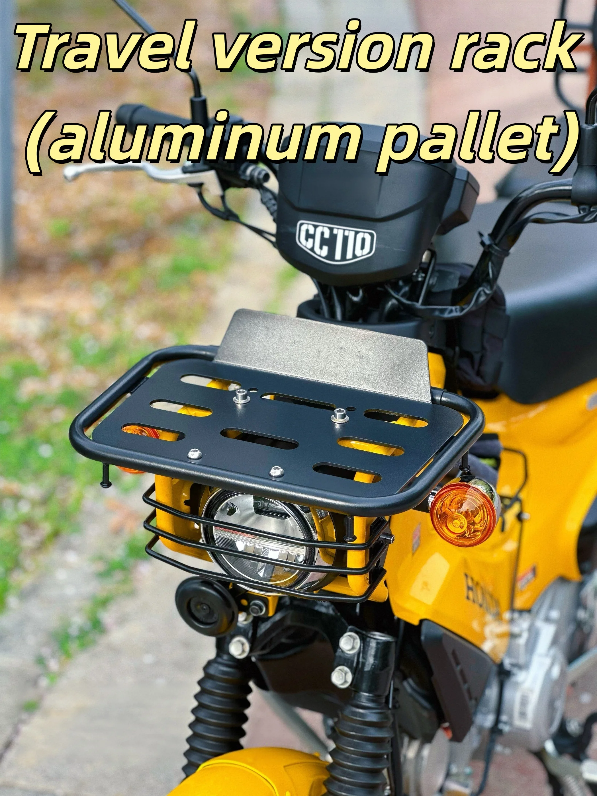 For Honda Super Cub CC110: Modified rear passenger backrest and tail rack.