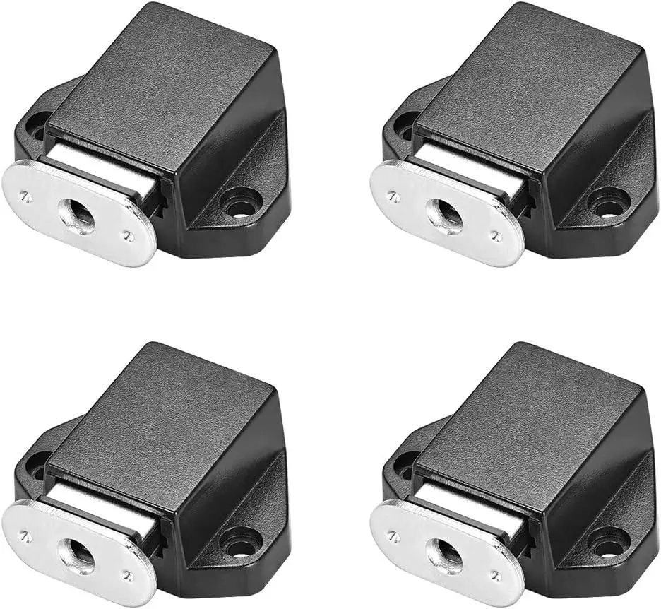 Touch Magnetic Latches Press Catch Latch for Cabinet Door Cupboard Black 4pcs