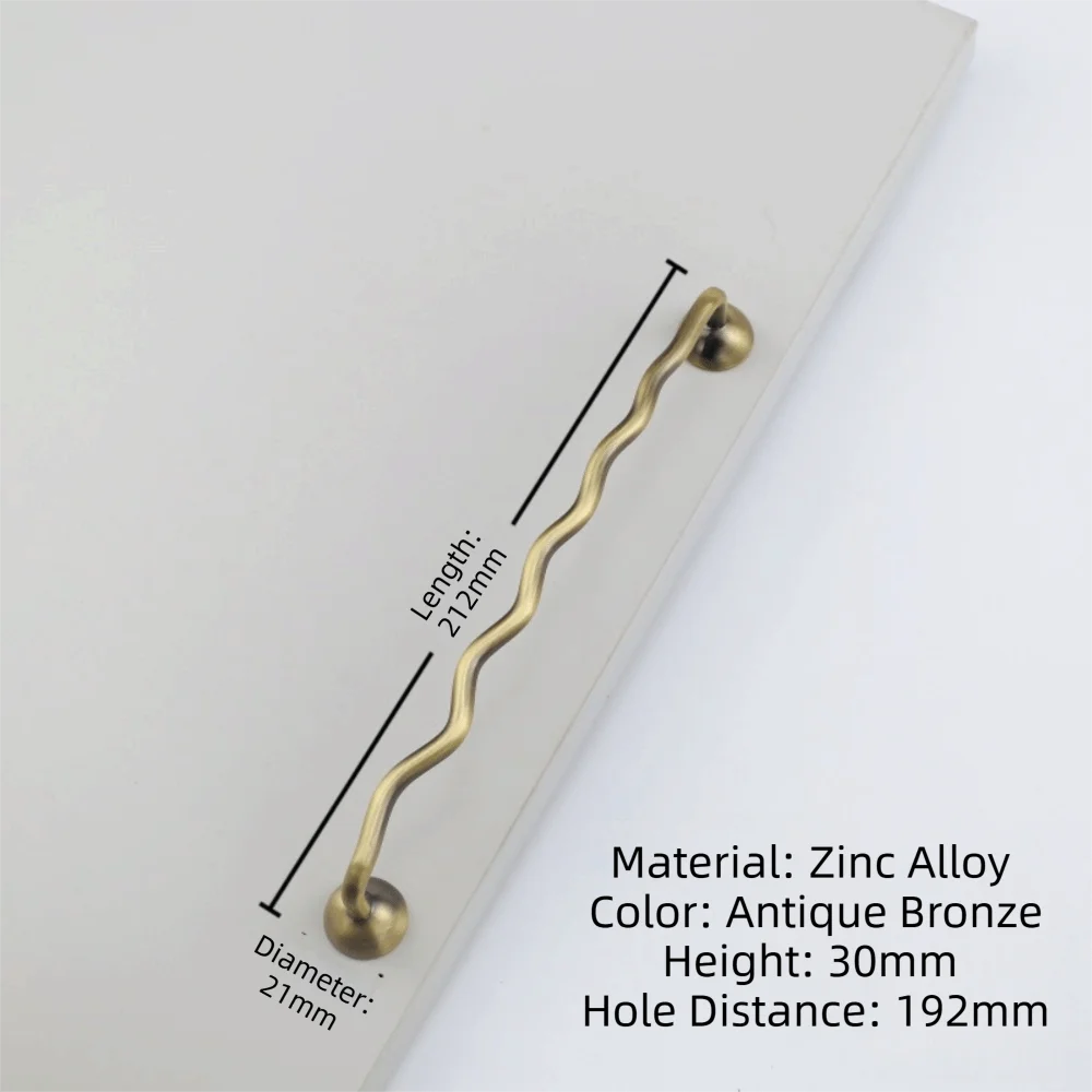 Zinc Alloy Cabinet Door Handles Wave Shaped Irregular Shape Wardrobe Pulls Modern Minimalist Bright Silver Cabinet Bar Pulls