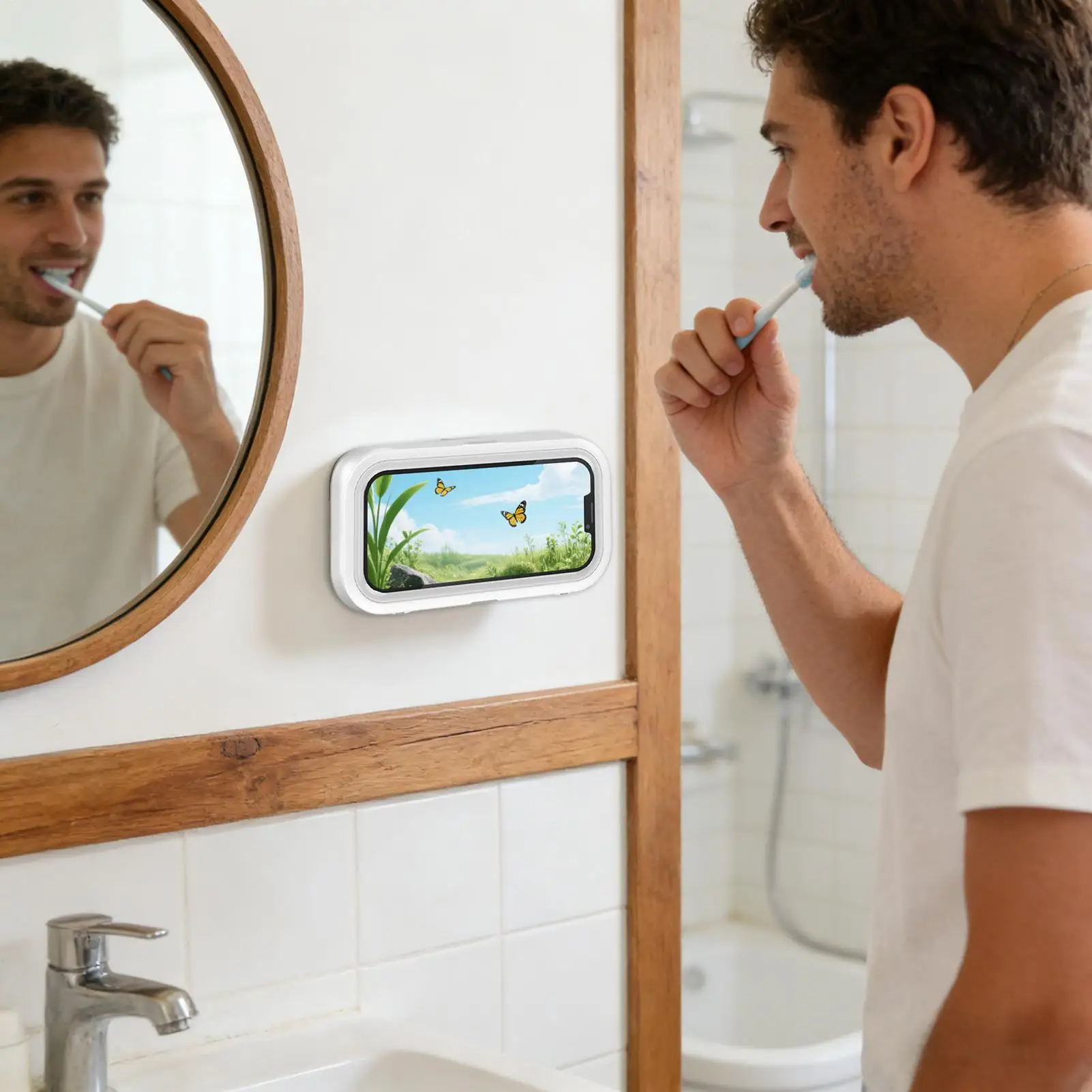 Bathroom Phone Holder 360 Degree Rotation Stand Touch Screen Bathroom Phone Mount For Mirror Kitchen Beach Bathtub Travel Gym