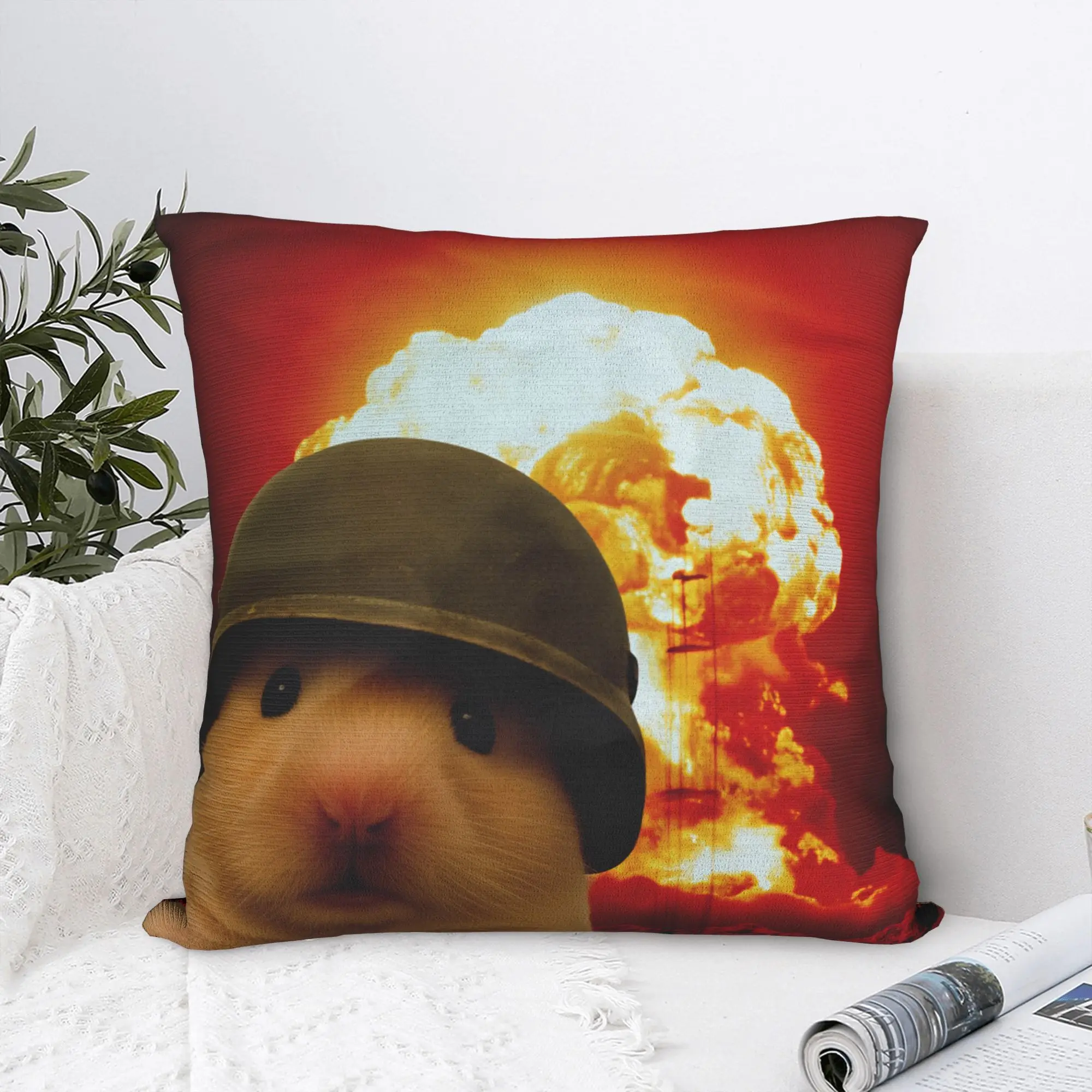 Funny Explosion Hamster Square Pillow Cases  Cushion Cover Creative Polyester Decorative Pillowcover for Seat 40x40cm