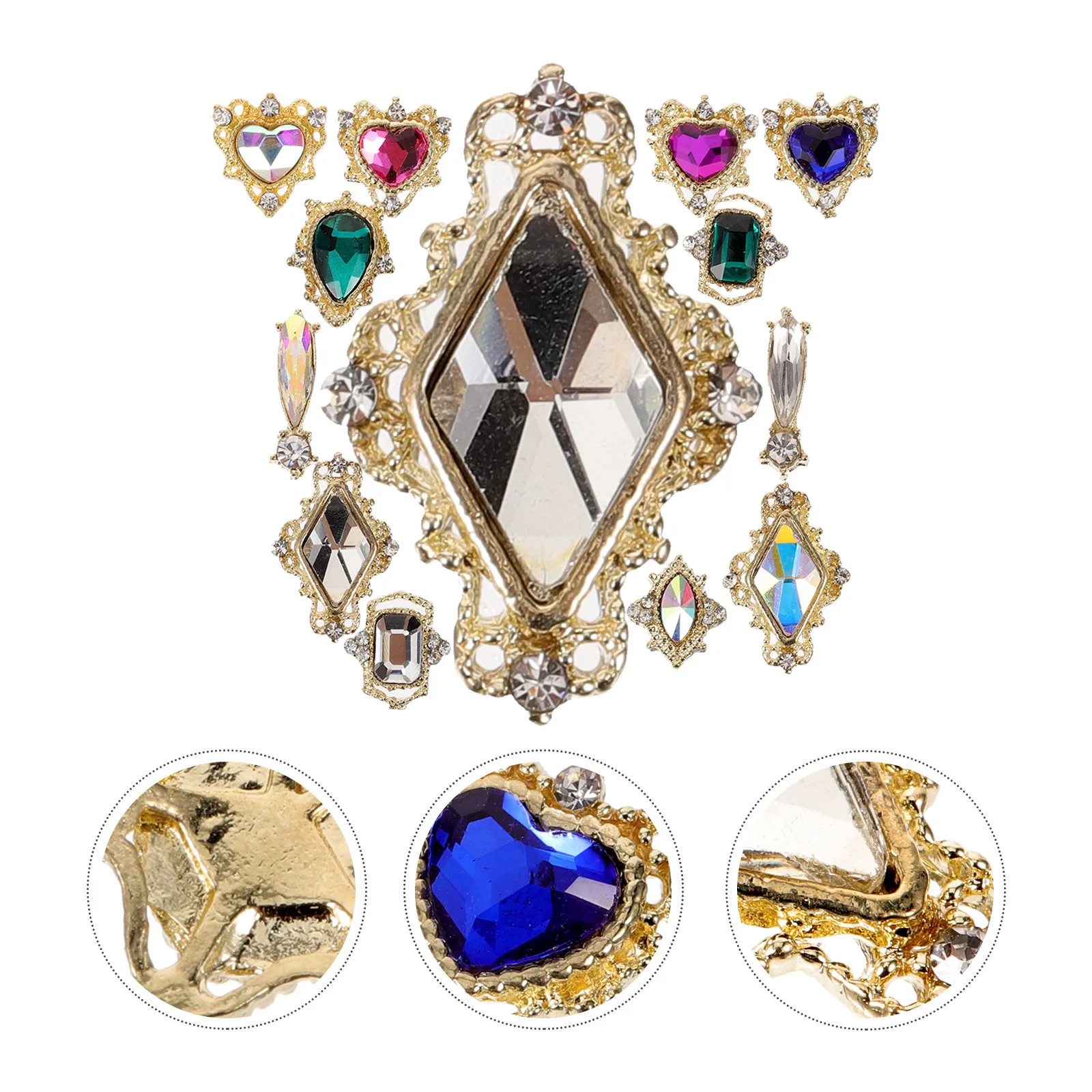 1 Juego de diamantes de imitación de corazón de cristal, suministros llamativos para decoración de uñas, diamantes de imitación brillantes para uñas postizas naturales, regalo romántico para mujeres