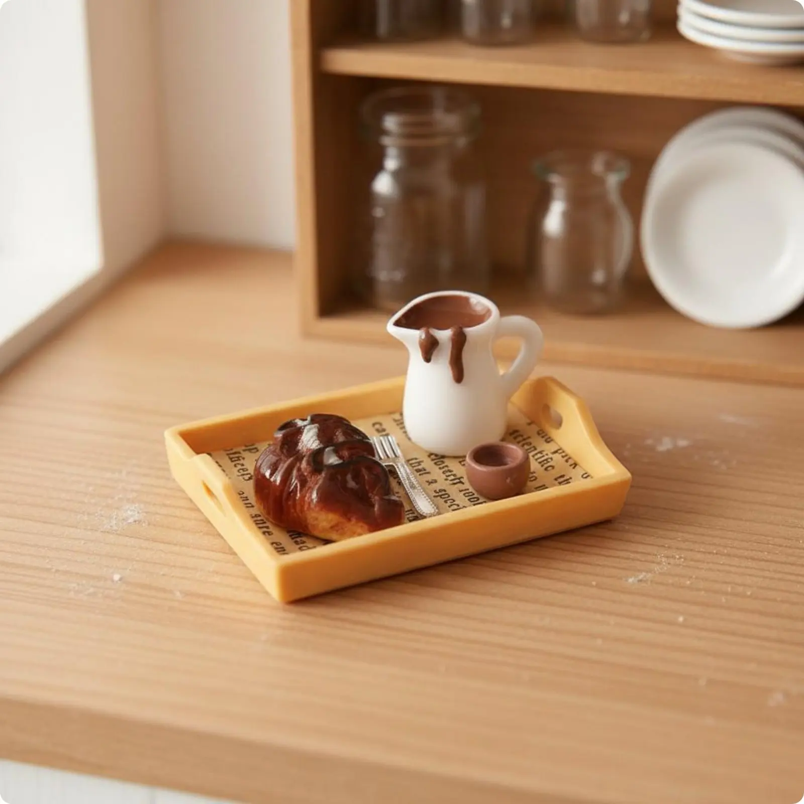 

Mini Bread Tray Photo Prop Dollhouse Food Tray Resin Bread Miniatures Realistic Texture