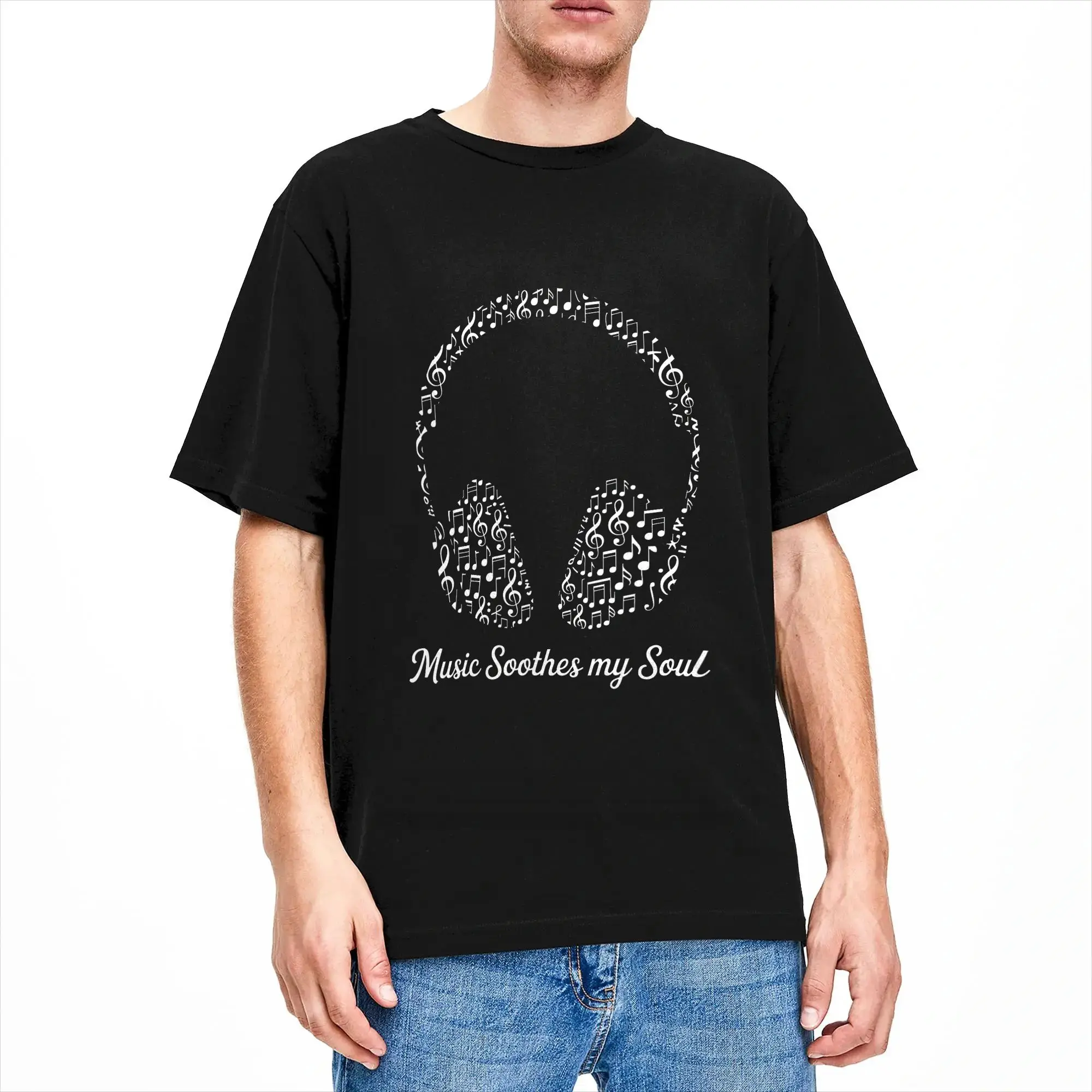 Music Soothes My Soul T Shirt Male  Y2K Funny T-Shirts Summer O-Neck Harajuku Tee Shirt Pattern Oversized Tops