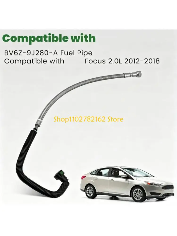 547B Pipe Assembly GDL755 BV6Z-9J280-A, 12.6Inch Vehicle Line with Green Locking Clip, Metal End and Sleeve Structure Detail