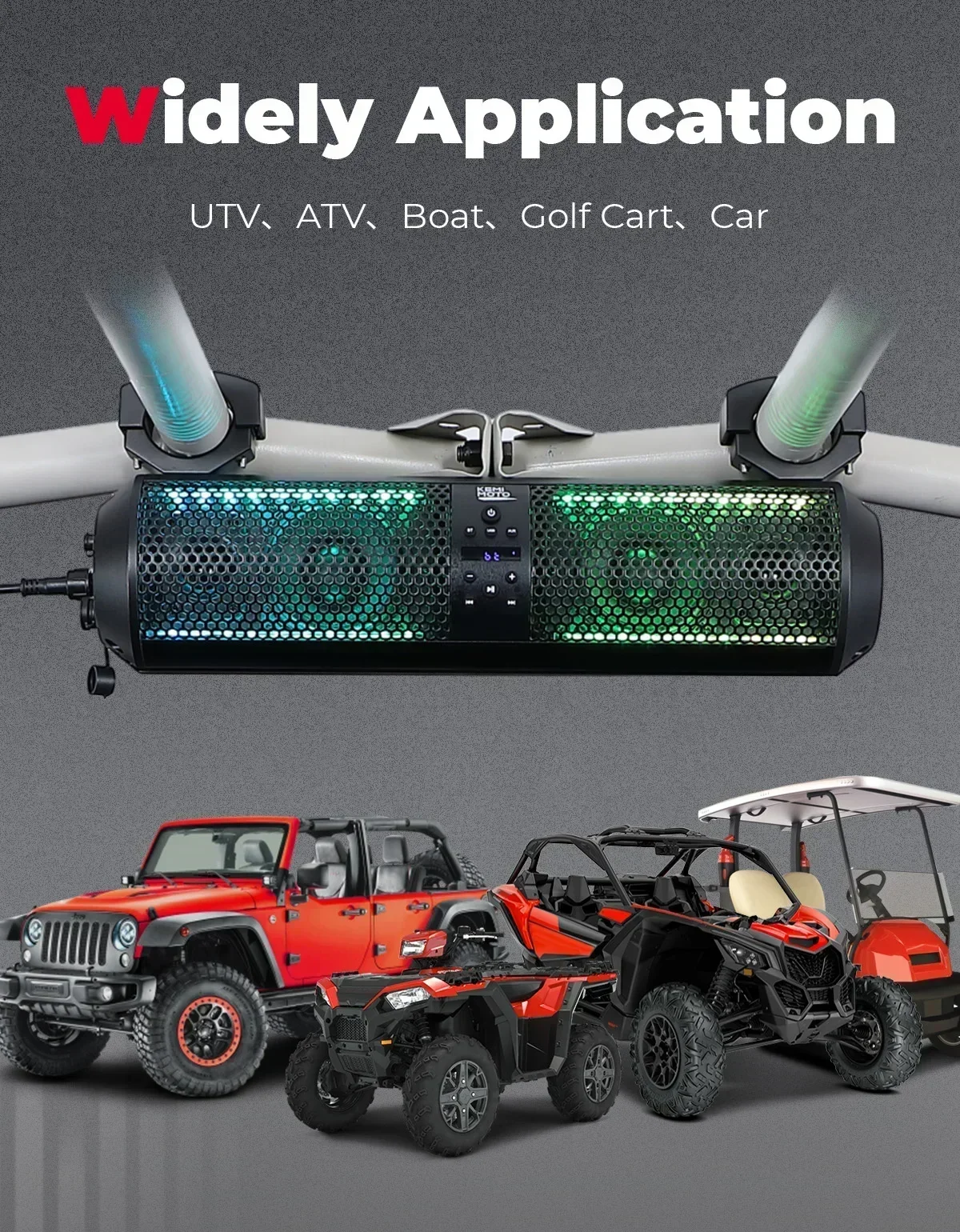 UTV Bluetooth-Lautsprecher mit Fernbedienung, 1,56–2,25 Zoll, kompatibel mit Polaris RZR 800 900 XP 1000 Turbo für Can-Am X3 für Cfmoto