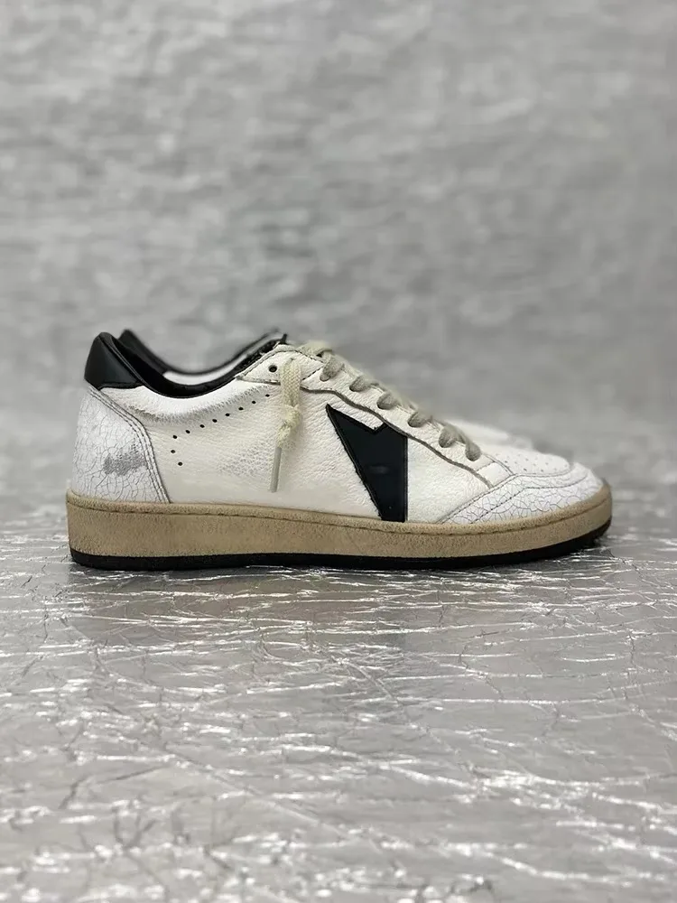 Sommerliche, hochwertige Schnürschuhe aus echtem Leder mit flachem Boden, runder Zehenpartie, atmungsaktivem Patchwork und rutschfester Sohle für Herren