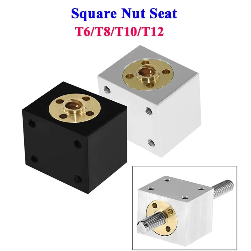 T6 T8 T10 T12 Lead Screw Nut Adapter Nut Housing Square Adapter Mounting Bracket For T8 T10 T12 Conversion Seat 3D Printer CNC