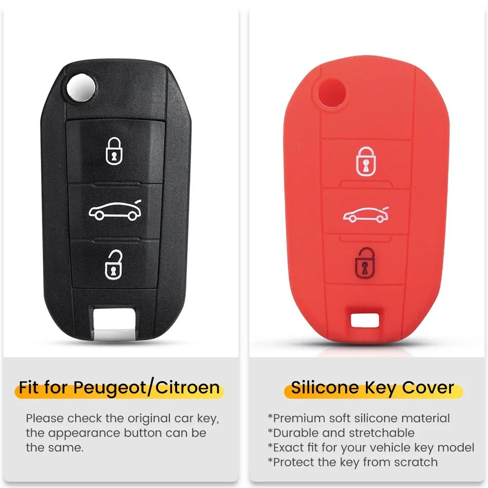 Dandkey Silicone Car Key Case Cover For Peugeot 3008 208 308 508 408 2008 407 307 4008 For Citroen C5 C3 C6 C8 Picasso Xsara