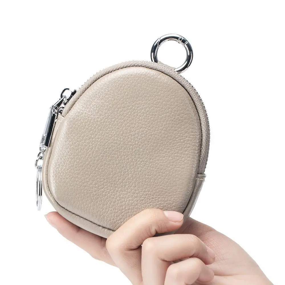 Portable Mini Coin Purse Solid Color Zipper Card Holoder Wallet with Key Ring Money Bag Keychain