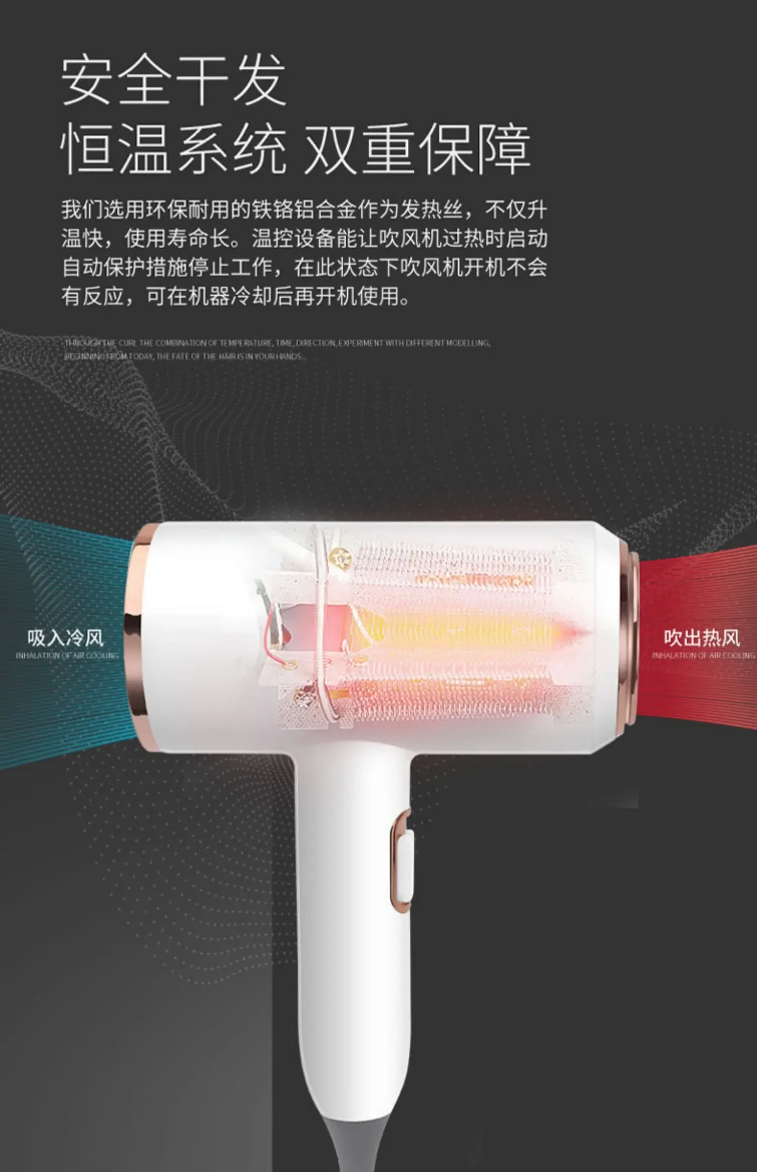 220V MyQueen Hair Dryer for Home and Salon Use, High Power with Ionizer and Cool/Hot Air