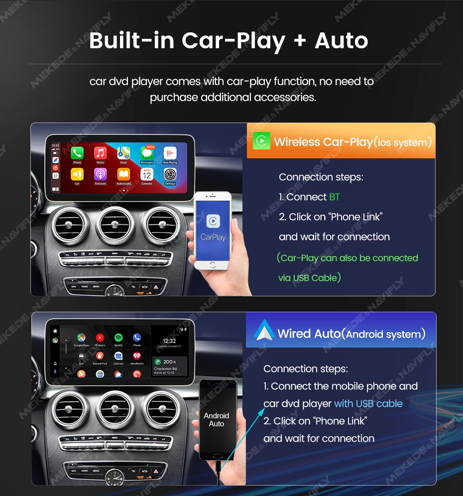 MEKEDE Android-System Multimedia-Player CarPlay Auto für Benz A-Klasse W176 GLA X156 CLA C117 G-Klasse W461 W463 DSP GPS Autoradio – Detail 17