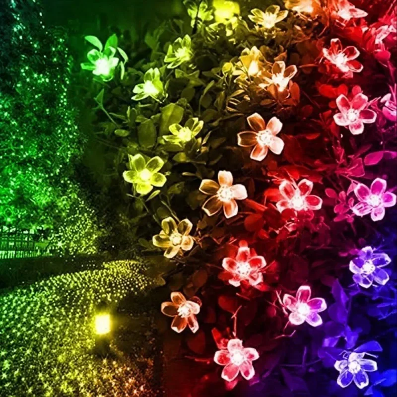 20/50/100/200LED Solar Flower String Lights Outdoor Waterproof Fairy Floral Garland for Garden Christmas Decor