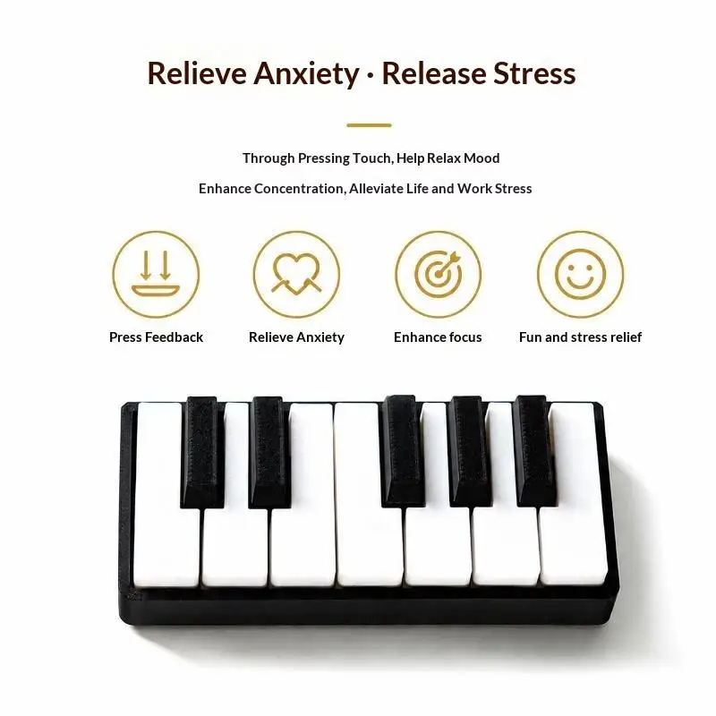 3D Printed Press Style Piano Keyboard Clicker BPA-Free PLA Fidget Toy for Children Calming Party Favor Supplies