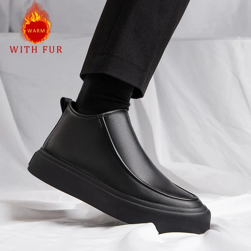 

New genuine leather men's shoes Comfortable and versatile minimalist style outdoor autumn and winter Thick soled warm shoes