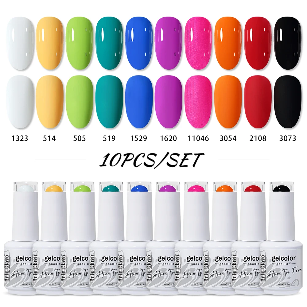 Arte Clavo 15ml 10pcs Cor Vermelha Gel Polonês Unhas Arte UV Esmalte Semi Permanente HEMA TPO Livre Manicure Híbrido Precisa Base Top