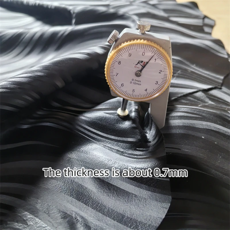 0.7mm Black Water Ripple Soft Sheepskin. Top-Grain Leather. Genuine Leather Fabric. DIY Clothes By Hand. A Whole Sheepskin