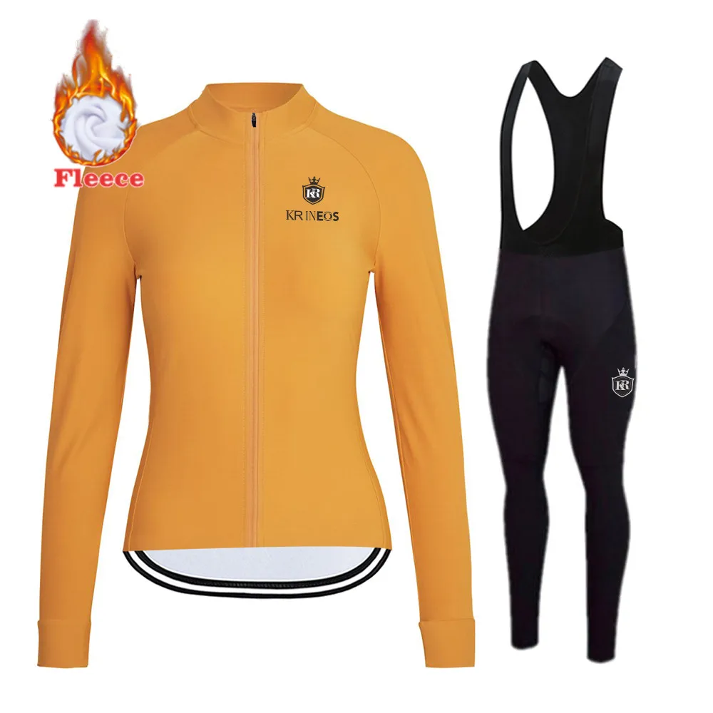 

Thermal Fleece Cycling Clothing for Women, MTB Winter Set, Simple and Stylish Jersey, Long Sleeve