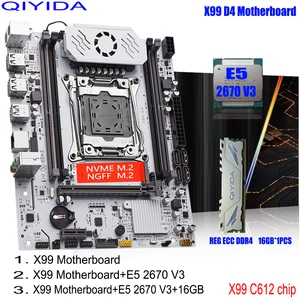 مجموعة مجموعة اللوحة الأم QIYIDA-X99 ، LGA 2011-3 ، Xeon E5 ، 2670 ، معالج وحدة المعالجة المركزية V3 ، 16G ، REG ، ECC ، DDR4 ، RAM ، M.2 ، SATA 3.0 ، USB 3.0 أفضل 8 لوحات أم X99 DDR5 مبيعا - No8