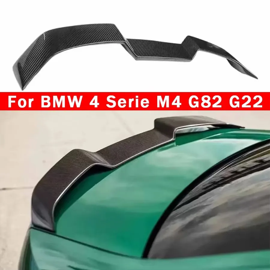 

For BMW 4 Serie M4 G82 G22 425 430 440 Carbon Fiber Tail fins Rear Trunk Spoiler Guide Wing Rear Wing Car Trunk Diverter V Style