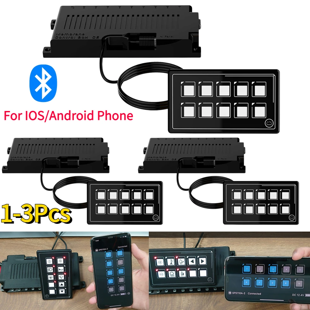 1-3Pcs 10 Gang APP/Bluetooth RV Switch Panel Waterproof LED Touch Switch Panel for IOS/Android RV Boat Marine Camper Accessories