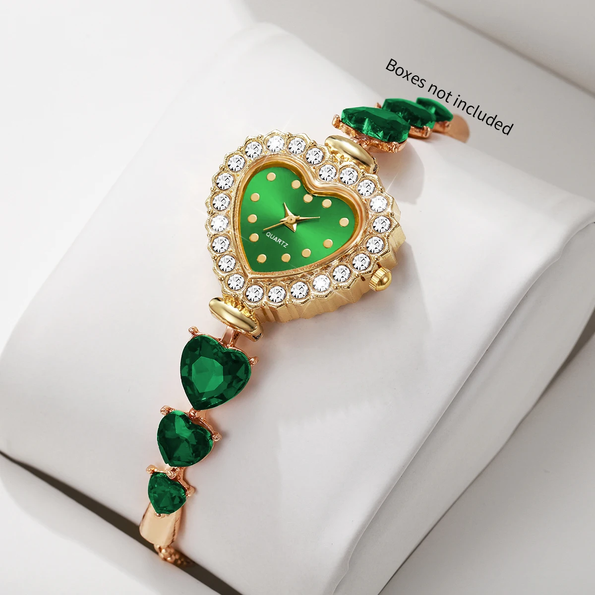 Fashion Rhinestone Heart‑Shaped Women Watch Luxury Bracelet Strap Ladies Quartz Dress Wristwatch Relogio Feminino (Without Box)