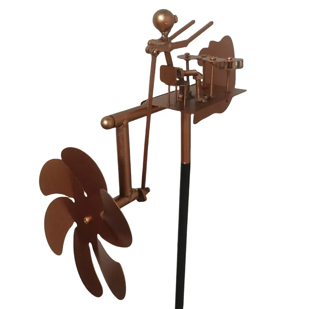 

Decorative Wind Power Rock Art Statue Beat The Drums with The Wind Outdoor Wind Sculpture for Yard Lawn Garden Patio Decor