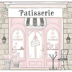 French Paris cafe Bakery Cake Patisserie Pastry Shop birthday party photo background photography backdrop banner studio