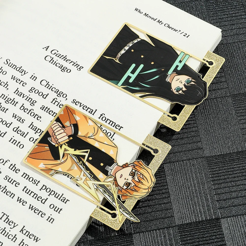 Anime Demon Slayer Figure Brass Bookmark for Men Women Fans Creative Tanjirou Metal Book Page Clip Books Accessories Collection