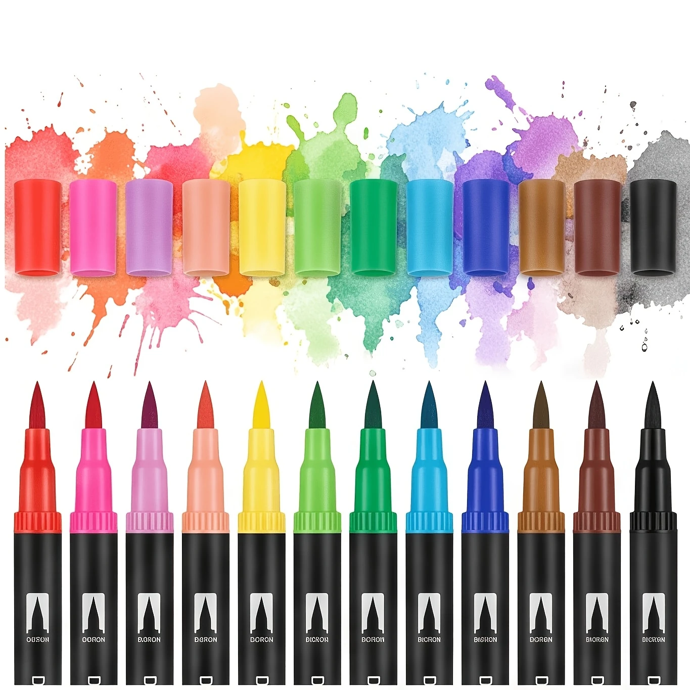 12/24 Color Double Headed Watercolor Mark Pen Set, Beginner Graffiti Pen, Handmade Greeting Card Festival Gift, Art Drawing Pen