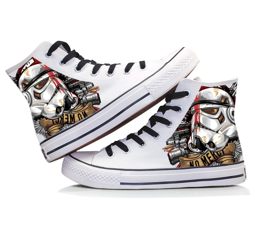 Disney Sapatos Kawaii Sapatilhas de Lona Stormtrooper 3D Impressão Sapatos Moda Casual dos homens Sapatos Meninos Meninas Tênis Top Alto