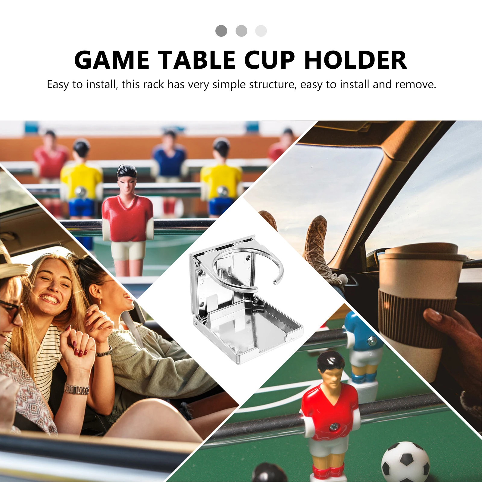 

Foosball Table Cup Holder ABS Material Stable Design Easy Install Football Game Rack Plastic Silver Water Bottle Child
