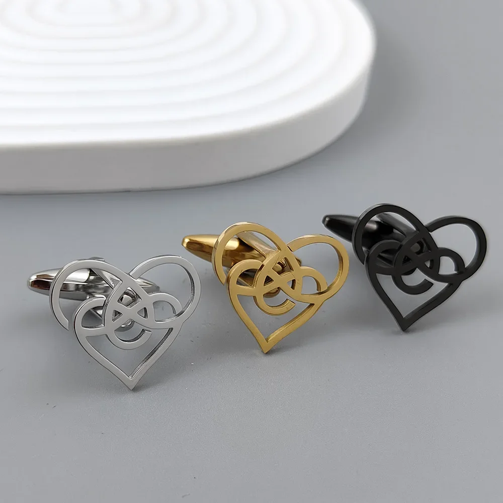 

Stainless Steel Hollow Heart Cufflinks for Men Infinity Symbol Gold Plated Jewelry Men's Shirt Cuff Buttons wedding gifts