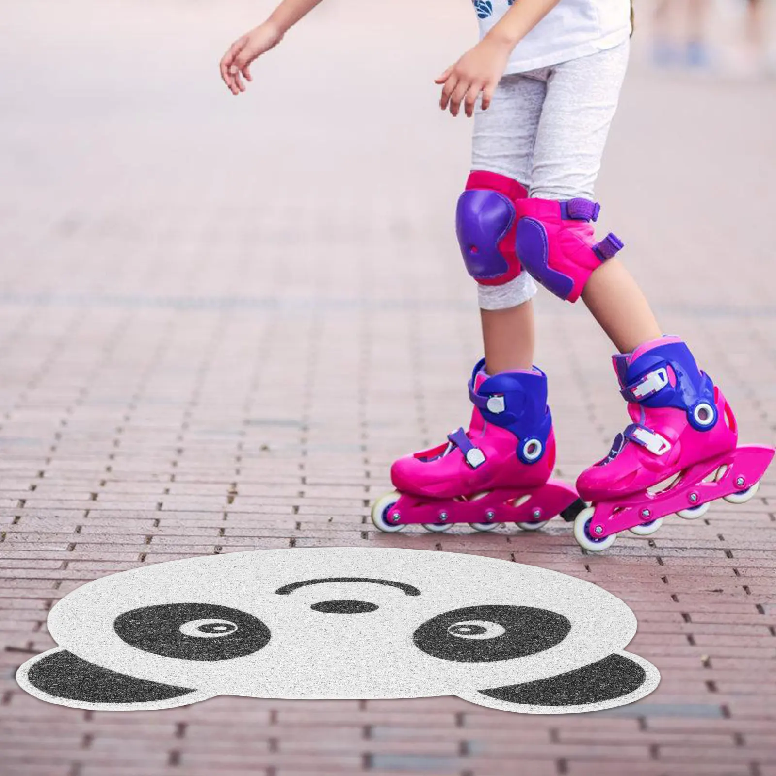 

Beginner Roller Skating Training Mat Panda Shaped Nonslip Floor Mat for Kids Snowboarding Ice Skating Practice Protective Gear