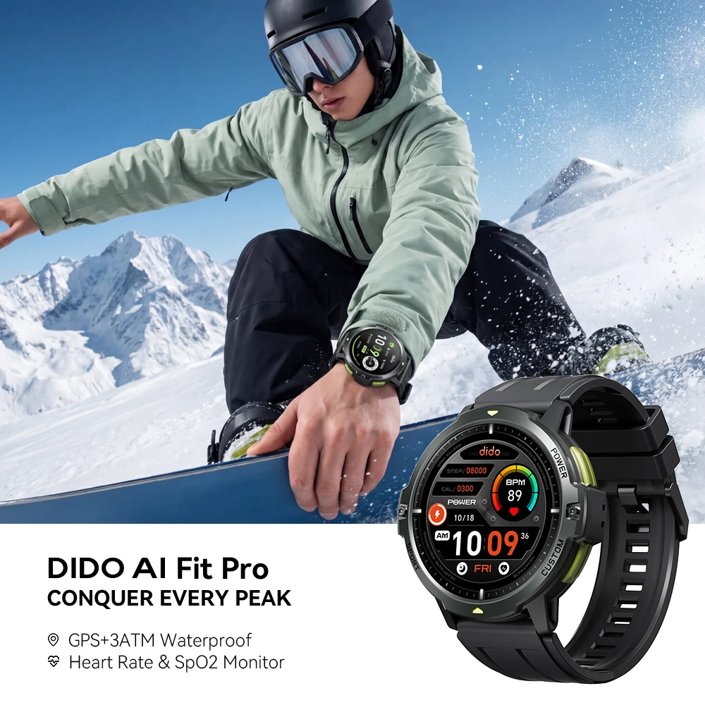 Dido AI Fit Pro GPS Smartwatch 1.46" AMOLED Display 24H Heart Rate Blood Oxygen Sleep Tracking IP68 Waterproof Smart Watch
