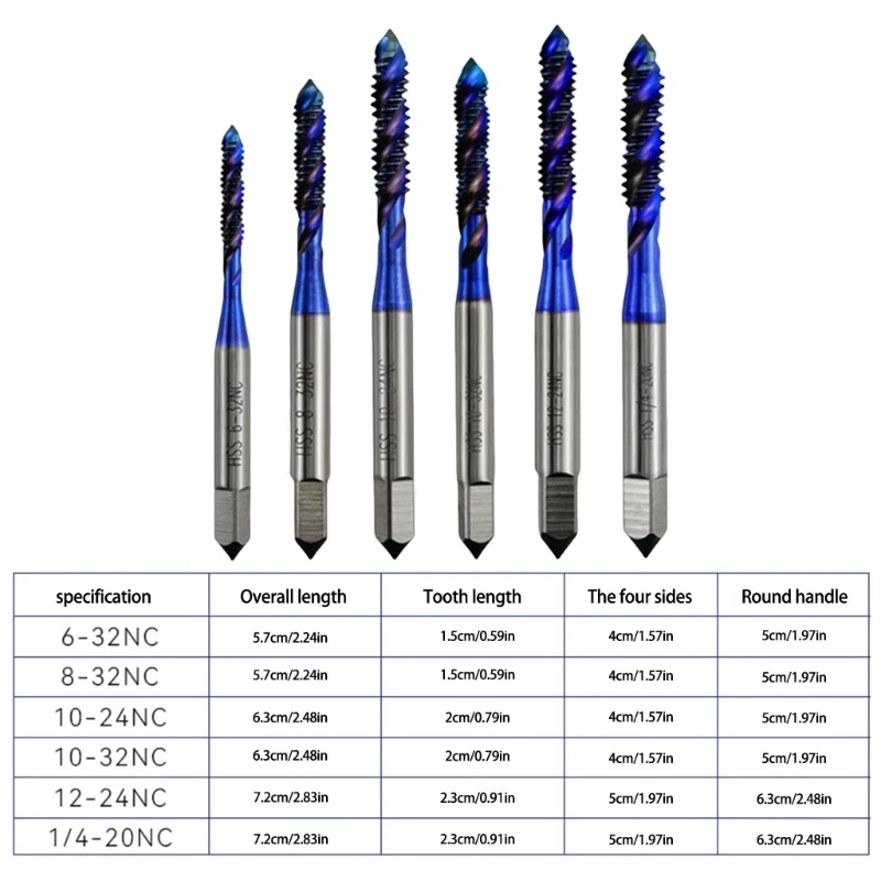 6Pcs เจาะชุด Bit สำหรับโลหะเส้นผ่านศูนย์กลาง 5.7/6.3/7.2 ซม.ชุดซ่อมเหล็กความเร็วสูง perforated Spirals Tap Drop shipping