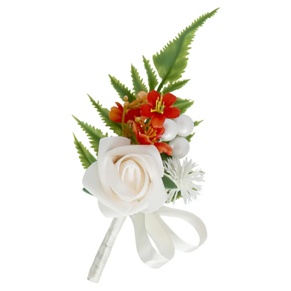 

1pcs Simulated Orange Boutonniere Wedding Groom Boutonniere Flowers Artificial Groom Bride Corsage Decoration Party
