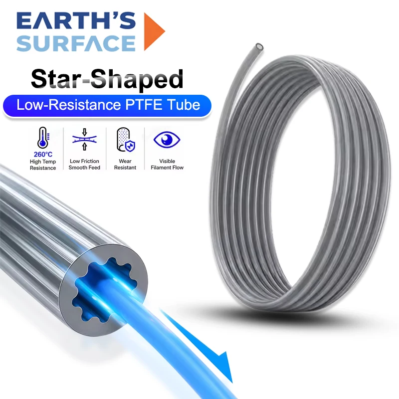 Low-Resistance Star-Shaped PTFE Tube For 3D Printer OD Teflonto Ultra-Smooth Flow Tube 4M High Quality Tube for 3D Printer Parts