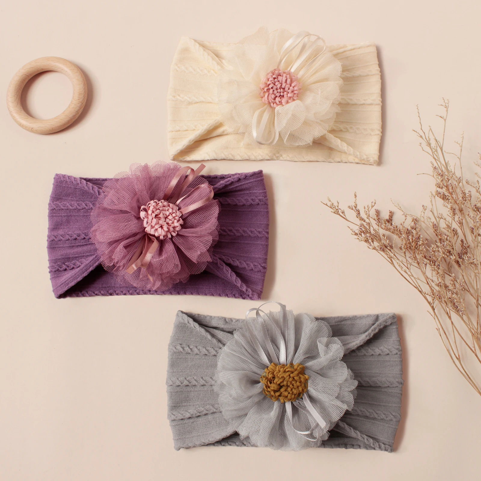 Flor bonito crianças bebê headbands elástico náilon acessórios de cabelo da menina nova menina hairband das crianças para o bebê recém-nascido turbante