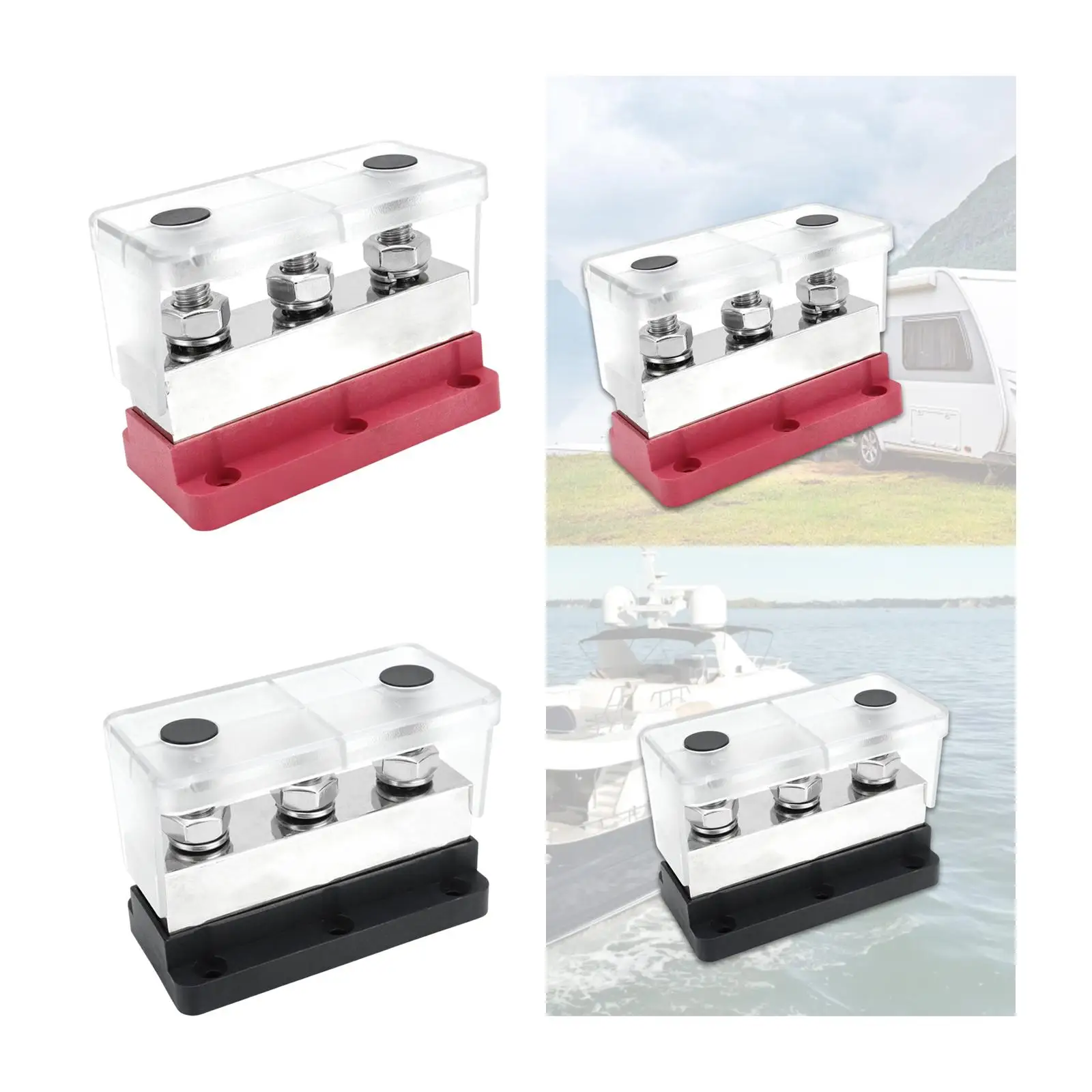 

Bus Bar Terminal Block High Current with Cover Boat Easy Installation Marine Connecting Block Accessories Copper Busbar 48V 600A
