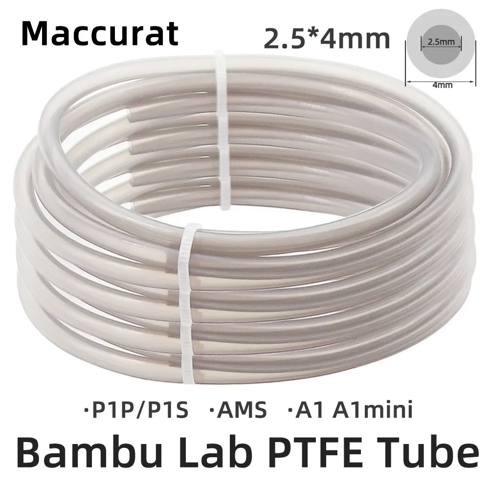 For Bambu Lab P1P AMS A1 mini 3D Printer Teflonto Pipe PTFE Tube Bowden Extruder 1.75mm ID2.5mm OD4mm Bambulab Filament Parts