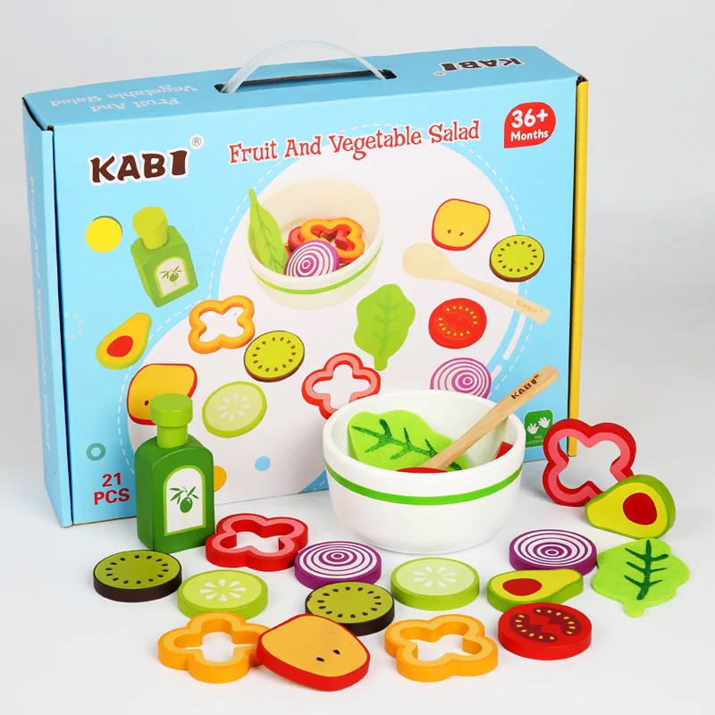 Children's kitchen house toys, vegetable combination puzzle early education wooden toys, cultivate children's hands-on ability