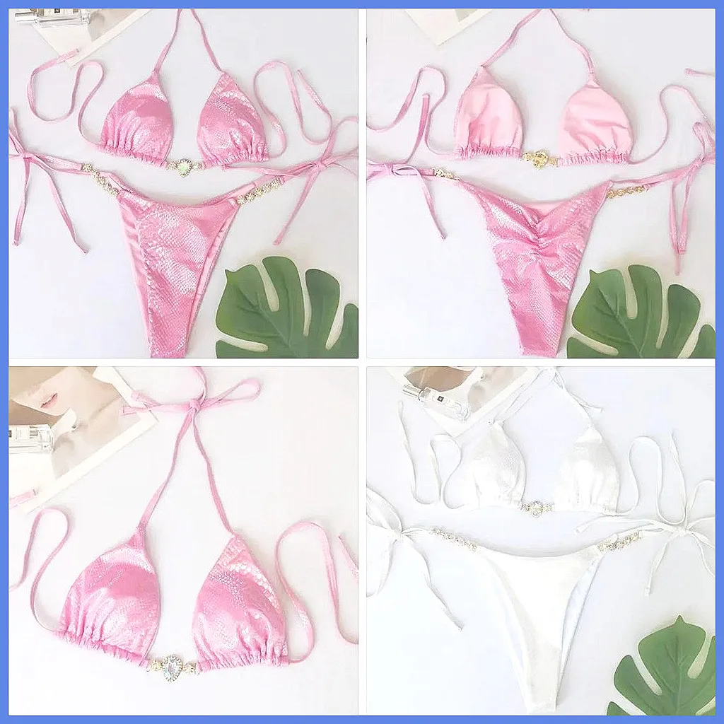 

Sparkling Rhinestone Push Up Bikini Set 2025 - Sexy Women's Swimwear for Beach Pool Party