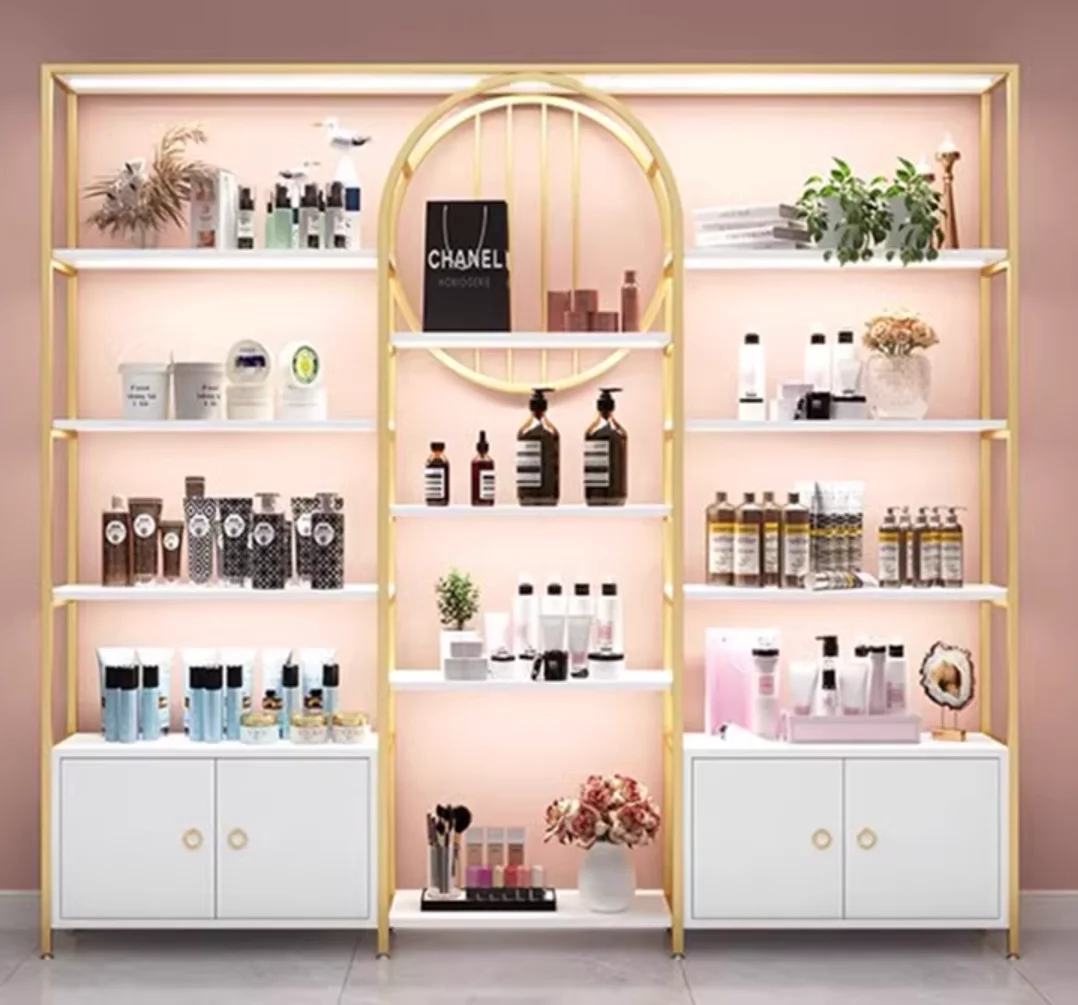 Display cabinet with light skin care salon display shelf products container beauty salon cosmetic cabinet display shelf